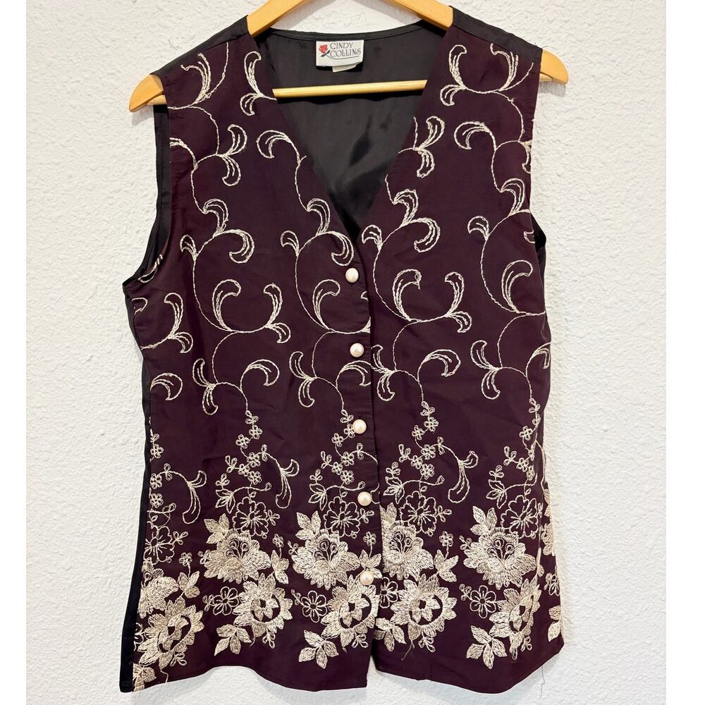 Vintage Embroidered Vest Boho 90s Ren Faire Cottage Hobbit